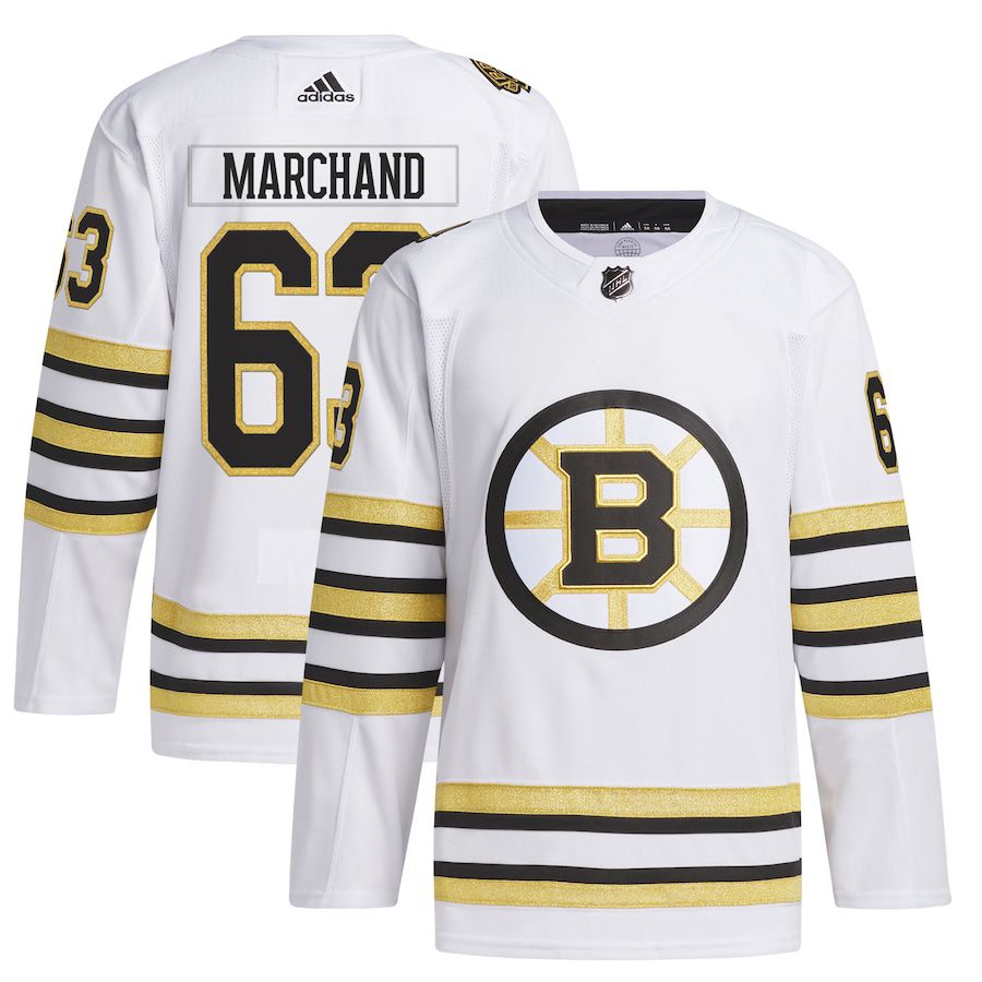 Men Boston Bruins 63 Brad Marchand adidas White Primegreen Authentic Pro Player NHL Jersey